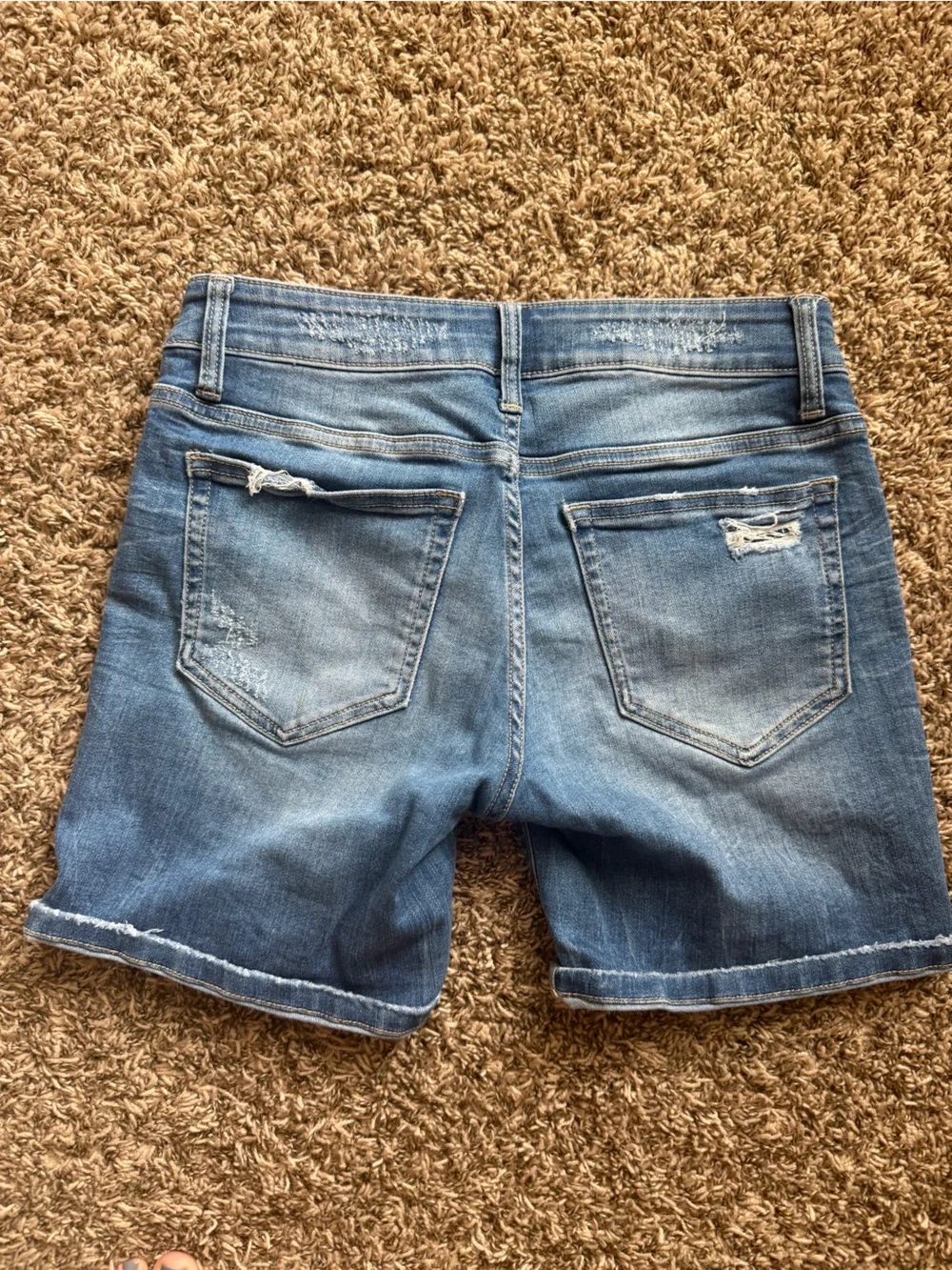 Daytrip Distressed Medium Blue Boyfriend Denim Shorts